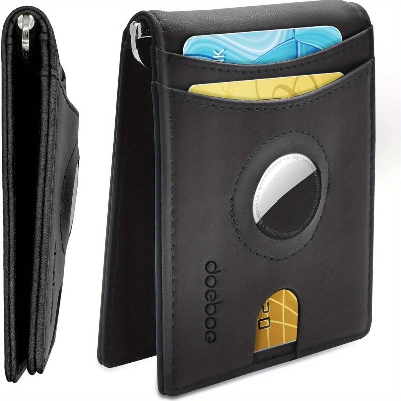 Men's Leather Credit Card Holder Bifold Wallet With Money Clip
