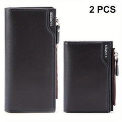 Men's Business Zipper Short & Long Wallet Set