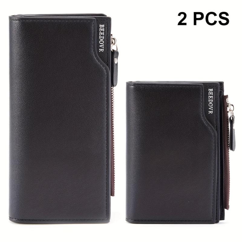 Men's Business Zipper Short & Long Wallet Set