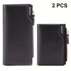 Men's Business Zipper Short & Long Wallet Set