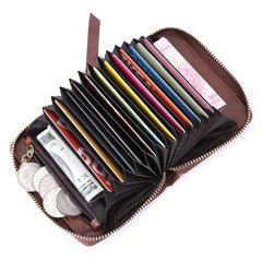 Men's Leather Credit Card Holder with 12 Card Slots