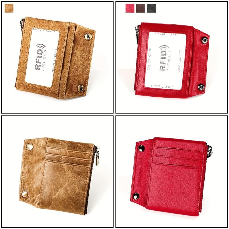 Retro European & American Style Men's Leather Wallet - Zipper Anti Theft
