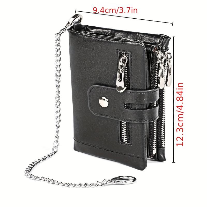 Retro European & American Style Men's Leather Wallet - Zipper Anti Theft