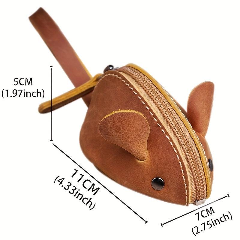 Leather Retro Mini Coin Purse Top Layer Cowhide Small Wallet Mouse Storage Bag