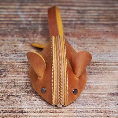 Leather Retro Mini Coin Purse Top Layer Cowhide Small Wallet Mouse Storage Bag