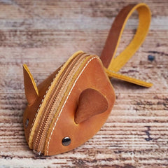 Leather Retro Mini Coin Purse Top Layer Cowhide Small Wallet Mouse Storage Bag