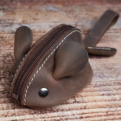 Leather Retro Mini Coin Purse Top Layer Cowhide Small Wallet Mouse Storage Bag