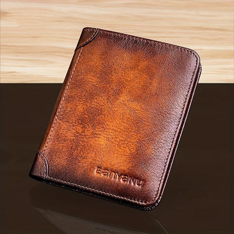 Men's Short Leather Zipper Card Wallet