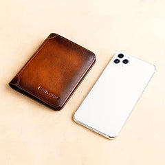 Men's Short Leather Zipper Card Wallet