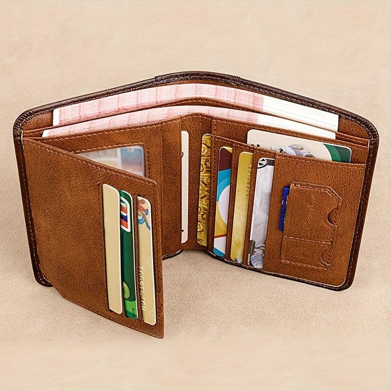 Men's Short Leather Zipper Card Wallet