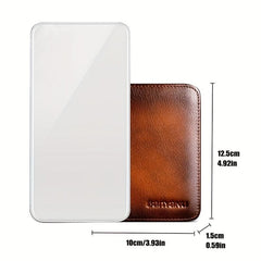 Men's Short Leather Zipper Card Wallet
