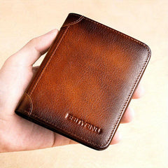 Men's Short Leather Zipper Card Wallet