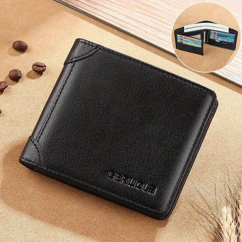 RFID Blocking Leather Short Wallet for Men - Scratch Resistant