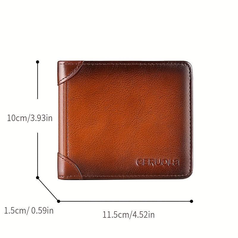 RFID Blocking Leather Short Wallet for Men - Scratch Resistant