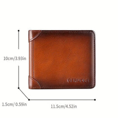 RFID Blocking Leather Short Wallet for Men - Scratch Resistant