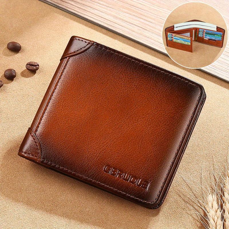 RFID Blocking Leather Short Wallet for Men - Scratch Resistant