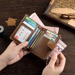 Men's Leather Short Wallet Zipper Hasp Wallet Multiple Card Slots