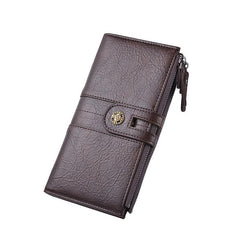 Men's Pu Leather Long Wallet with Mobile Phone Bag