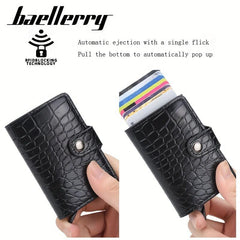 Men's Portable Crocodile Pattern RFID Blocking Card Holder