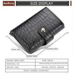 Men's Portable Crocodile Pattern RFID Blocking Card Holder