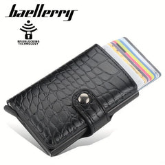 Men's Portable Crocodile Pattern RFID Blocking Card Holder