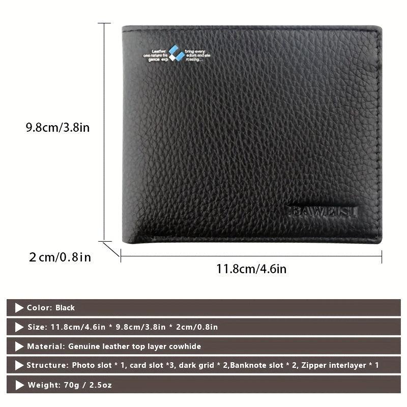 Men's Large Capacity Cowhide Business Wallet Money Clip