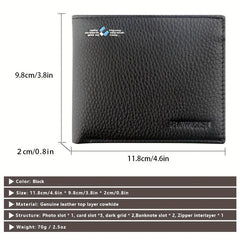 Men's Large Capacity Cowhide Business Wallet Money Clip