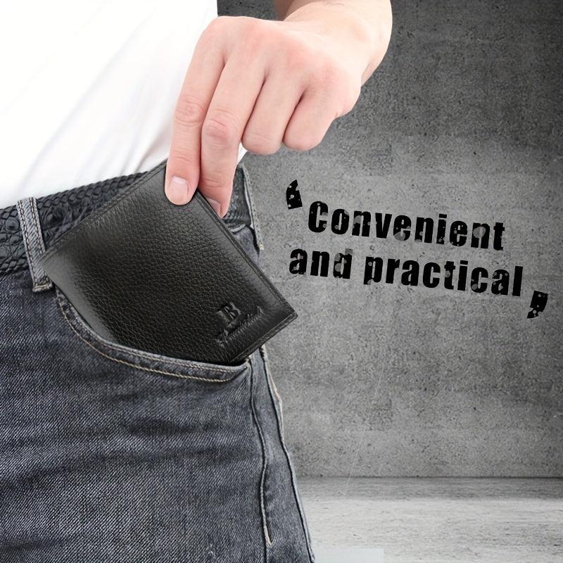 Men's Soft Leather Short Wallet Top Layer Cowhide Business Wallet