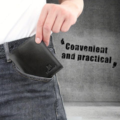 Men's Soft Leather Short Wallet Top Layer Cowhide Business Wallet