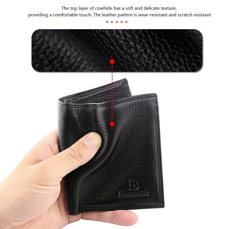 Men's Soft Leather Short Wallet Top Layer Cowhide Business Wallet