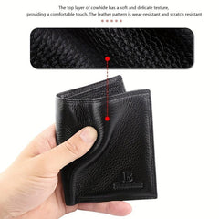 Men's Soft Leather Short Wallet Top Layer Cowhide Business Wallet