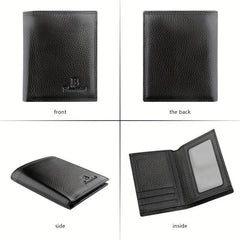 Men's Soft Leather Short Wallet Top Layer Cowhide Business Wallet