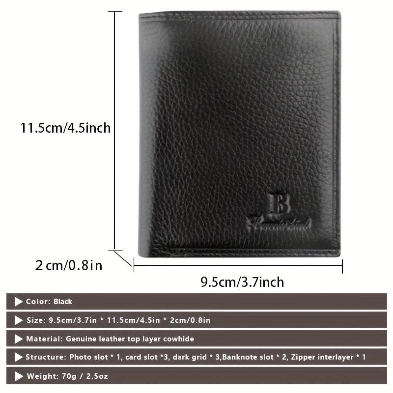 Men's Soft Leather Short Wallet Top Layer Cowhide Business Wallet