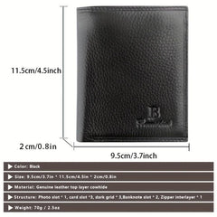 Men's Soft Leather Short Wallet Top Layer Cowhide Business Wallet
