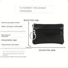 Mini Zipper Key Bag Coin Purse PU Leather