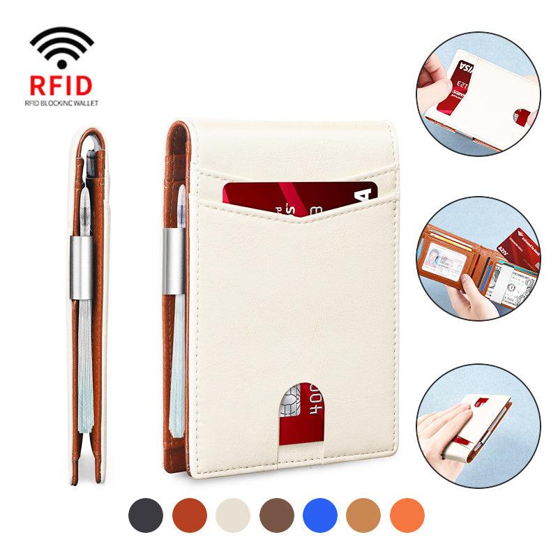 Men's Carbon Fiber RFID Blocking Money Clip Card Case Bifold Holder