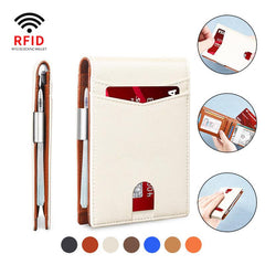 Men's Carbon Fiber RFID Blocking Money Clip Card Case Bifold Holder