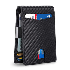 Men's Carbon Fiber RFID Blocking Money Clip Card Case Bifold Holder