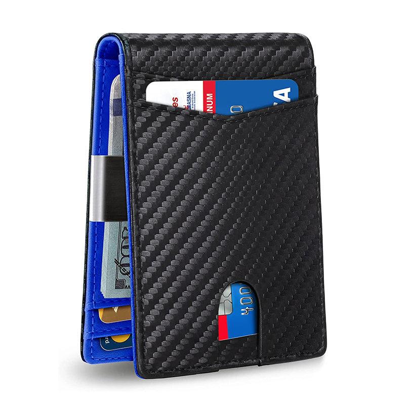 Men's Carbon Fiber RFID Blocking Money Clip Card Case Bifold Holder