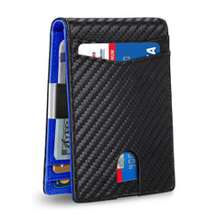 Men's Carbon Fiber RFID Blocking Money Clip Card Case Bifold Holder