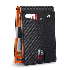 Men's Carbon Fiber RFID Blocking Money Clip Card Case Bifold Holder