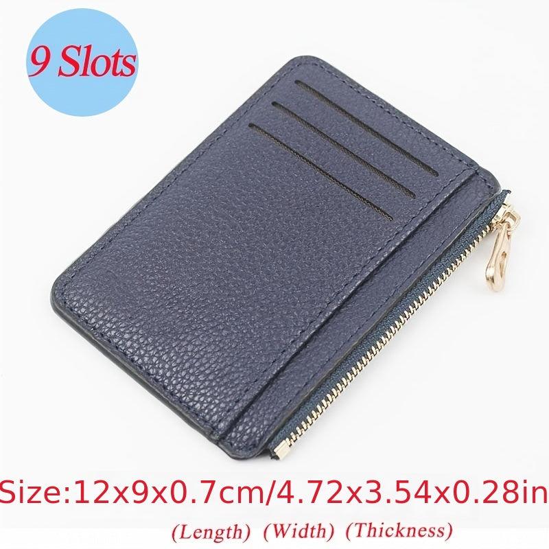 Slim Zipper Credit Card Holder PU Leather Men's Wallet Coin Purse