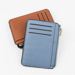Slim Zipper Credit Card Holder PU Leather Men's Wallet Coin Purse