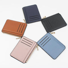 Slim Zipper Credit Card Holder PU Leather Men's Wallet Coin Purse
