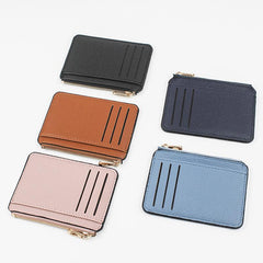Slim Zipper Credit Card Holder PU Leather Men's Wallet Coin Purse