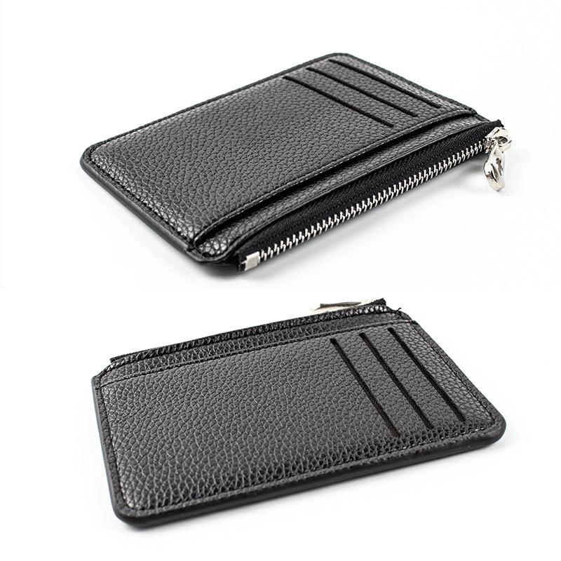 Slim Zipper Credit Card Holder PU Leather Men's Wallet Coin Purse