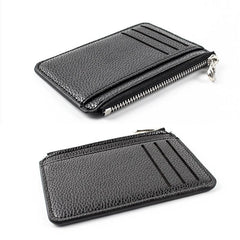 Slim Zipper Credit Card Holder PU Leather Men's Wallet Coin Purse