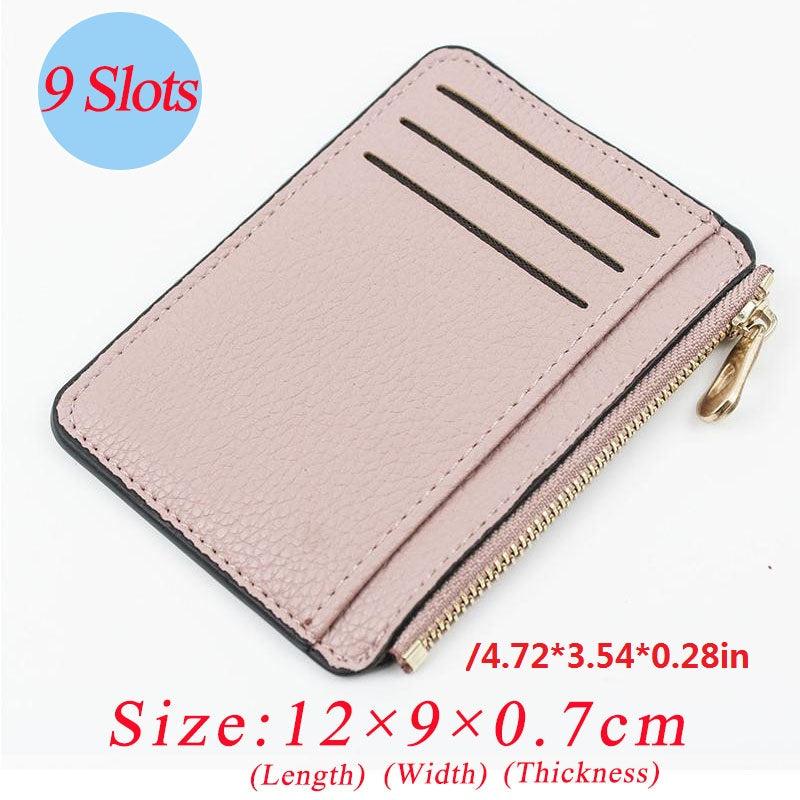 Slim Zipper Credit Card Holder PU Leather Men's Wallet Coin Purse