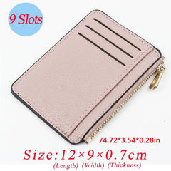 Slim Zipper Credit Card Holder PU Leather Men's Wallet Coin Purse