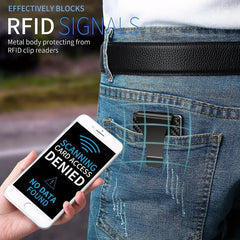 Men's Carbon Fiber Aluminum Card Holder RFID Blocking Money Clip